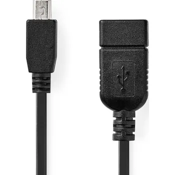 Elektrická zásuvka Nedis USB Adaptér | USB 2.0 | Mini 5-Pin Zástrčka | USB-A Zásuvka | 480 Mbps | OTG | 0.20 m | Kulatý | Poniklované | Černá | Box
