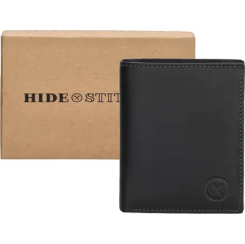 Peněženka Hide & stitches Japura kožená peněženka v krabičce na výšku - černá
