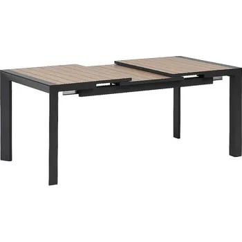 Zahradní nábytek DEOKORK Hliníkový stůl VANCOUVER 142/202x90 cm (antracit/efekt dřeva)