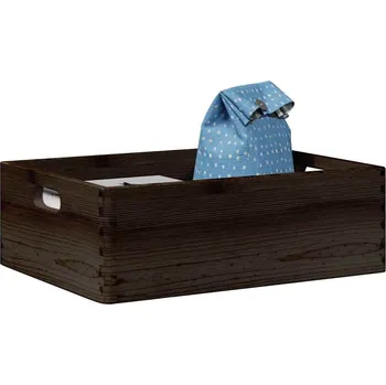Úložný box Dřevěná box s úchytkami černá 40x30x13 cm masivní borové dřevo - 8721158359896