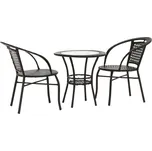 Zahradní ratanový set 1+2, hnědá, LASAN