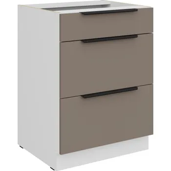 Kuchyňská skříňka Šuplíková skříňka LUNARA - šířka 60 cm, tmavě béžová / bílá