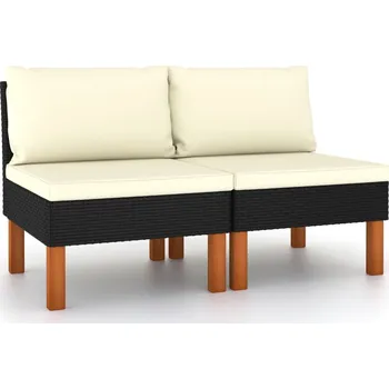 Zahradní pohovka Středové pohovky 2 ks polyratan a masivní eukalyptové dřevo - 8720286208243