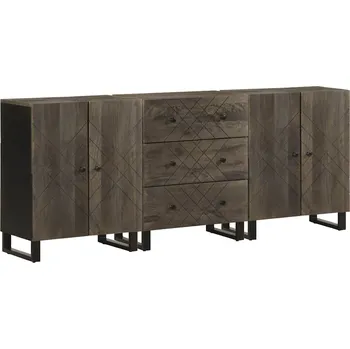 Příborník do zásuvky 3 kusy příborníků černá 60x33x75 cm masivní mangovníkové dřevo - 8721158407788