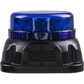 Maják LED maják, 12-24V, 12x3W se zvukovou signalizací, modrý, fix