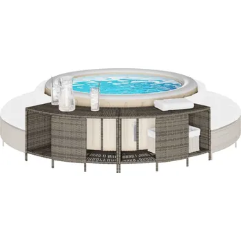 Vířivka vidaXL Úložné regály k vířivce 2 ks polyratan [365619] Barva: Šedá