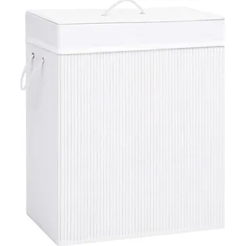 Koš na prádlo Bambusový koš na prádlo se 2 přihrádkami bílý 100 l - 8720286010655
