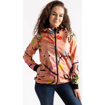 Dámská softshellová bunda UNUO Dámská softshellová bunda bez zateplení pružná Basic, Meruňková, Fantazie S ORANŽOVÁ