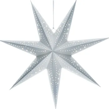 Vánoce Solight LED vánoční hvězda stříbrná, závěsná, časovač, 60cm, 20x LED, 2x AA