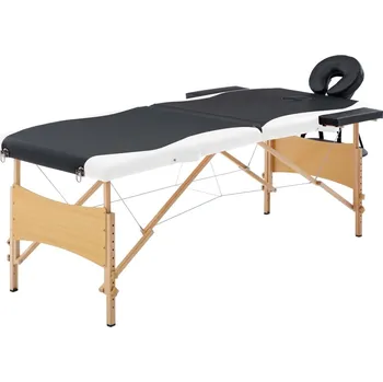 Masáž Skládací masážní stůl 2 zóny dřevěný černý a bílý - 8720286001028