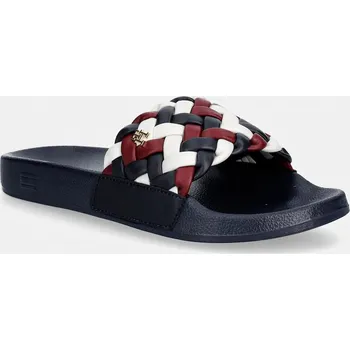 Dámské pantofle Pantofle Tommy Hilfiger TH CORNROW POOL SLIDE FW0FW09039 námořnická modř 59X, EUR 37