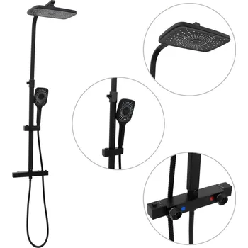 Sprchový set Sprchový set se dvěma hlavicemi směšovač a hadice černý mosaz - 8721102822193