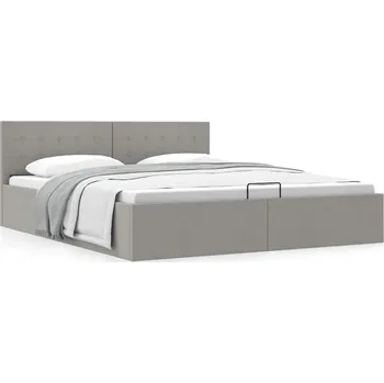 Postel Zvedací rám postele úložný prostor světle šedý textil 160x200cm - 8719883748504