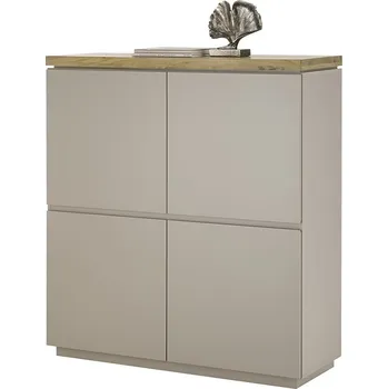 Komoda Komoda PALAMOS, 4-dvéřová, béžovošedý matný lak/masivní akácie