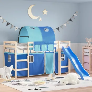 Příslušenství pro dětskou postel a kolébku Závěsy na patrovou postel s tunelem modré polyester - 8721012224179