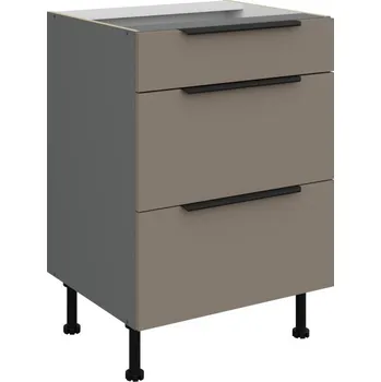 Kuchyňská skříňka Šuplíková skříňka LUNARA - šířka 60 cm, tmavě béžová / antracit