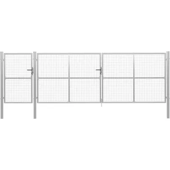 branka Zahradní brána ocel 500 x 150 cm stříbrná - 8718475736356