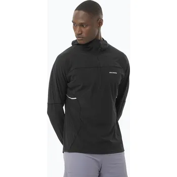 Pánská mikina Pánská běžecká mikina Salomon Sense Aero Hybrid Half Zip Hooded deep black