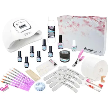 Charlie Nails Startovací sada na gelové nehty XXXL Hybrid 120W bílá s bruskou 10W