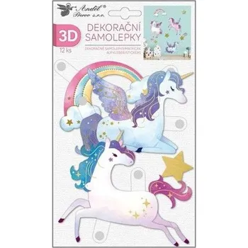 samolepka Samolepky 3D s motivem jednorožce 15 x 25 cm (15154)