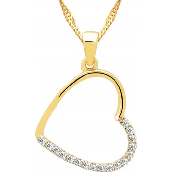 Náhrdelník Zlatý Náhrdelník se Srdíčky Přívěsek Srdce Srdíčko Láska Love STŘÍBRO 925