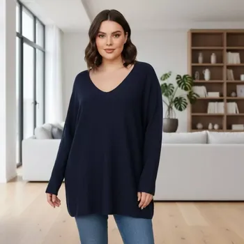 Dámský svetr Modrý dámský svetr v nadměrné UNI velikosti (XL–4XL) 1930