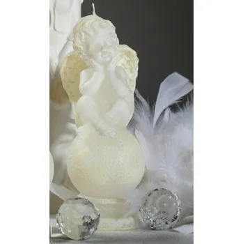 Svíčka Svíčka ANDĚL na kouli 200g béžový