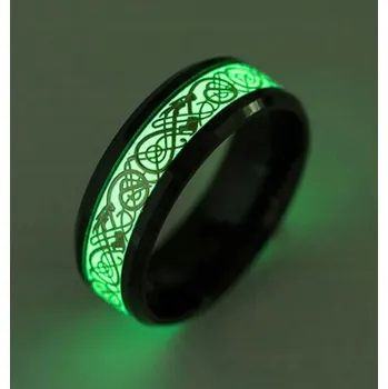 Obraz Černý Signet Zlatý Keltský Drak Svítící ve Tmě Wolfram