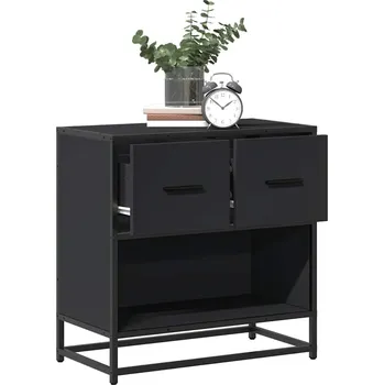 Noční stolek Noční stolek černá 60 x 31 x 60 cm dřevotříska a kovu - 8721102837531