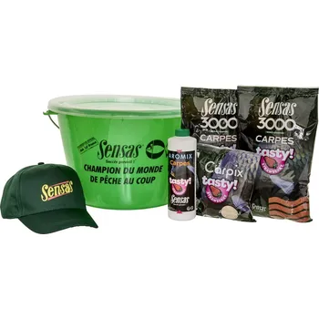Návnadová surovina Sensas Akční Kbelík S Krmením 3000 Carp Tasty Strawberry (Kapr Jahoda)