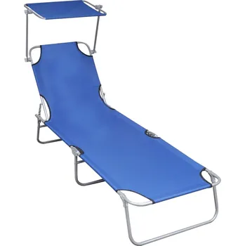 Zahradní lehátko Skládací zahradní lehátko se stříškou modré hliník - 8719883741987