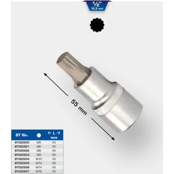 Gola hlavice Brilliant Tools BT022934 Nástrčný ořech s bitem 1/2", mnohozub, délka 55 mm, M10