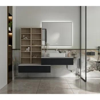 Zrcadlo Erga Megan, LED zrcadlo 100x80cm v černém rámu, 2760 lm, 3 barvy světla, zadní osvětlení, ERG-V01-MEGAN-1080-BK