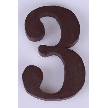 Domovní cedule Číslo domovní dřevo hnědé 3, výška 10 cm