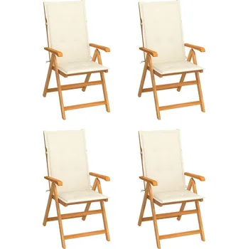 Zahradní židle 4 ks s krémovými poduškami masivní teak - 8720286297803