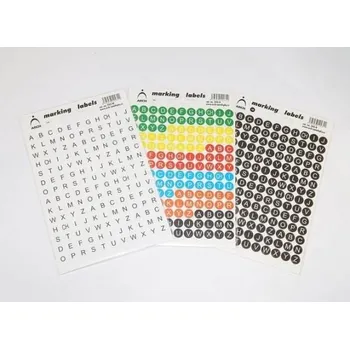 samolepka Samolepky kolečka 8mm s abecedou - 3 barvy / 243