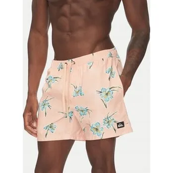 Pánské plavky Pánské plavky Quiksilver oranžové s květinovým vzorem, velikost S, polyester