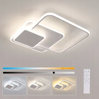 Stropní svítidlo LED Riserva bílé čtvercové 48W s dálkovým ovládáním a nastavitelnou barvou světla