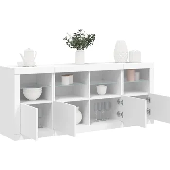 Příborník do zásuvky Příborník s LED osvětlením bílý 163 x 37 x 67 cm - 8721012260573