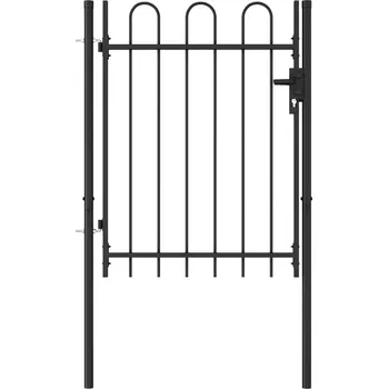Zahradní branka s obloukem ocelová 1 x 1,2 m černá - 8719883769493