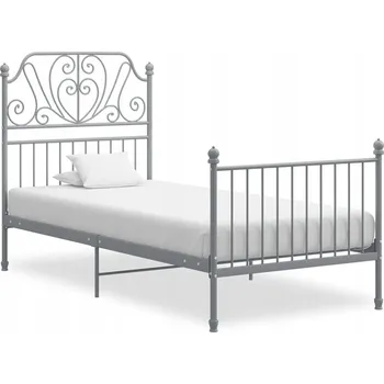 Postel VidaXL Rám postele, šedý, kovový, 90x200 cm