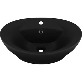 Umyvadlo Luxusní umyvadlo s přepadem oválné 58,5 x 39 cm matné černé