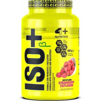 Protein Protein 4+ Nutrition izolát syrovátkové bílkoviny WPI, prášek s příchutí jahoda, 900 g