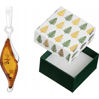 Přívěsek Stříbrný Přívěsek s Jantarem Elegantní Dámský Závěs Stříbro Jantar