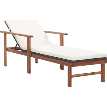 Zahradní lehátko Zahradní lehátko s poduškou polyratan a masivní akácie černé - 8719883826783