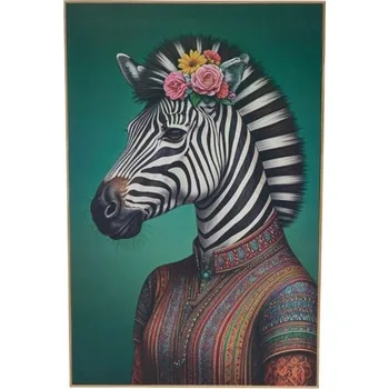 Obraz Nástěnný obraz zebra laminovaný s hnědým rámem z MDF 38x58cm 1 Ks