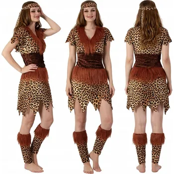 Karnevalový kostým Sada pro dospělé Manželka jeskynníka (šaty s páskem, čelenka,