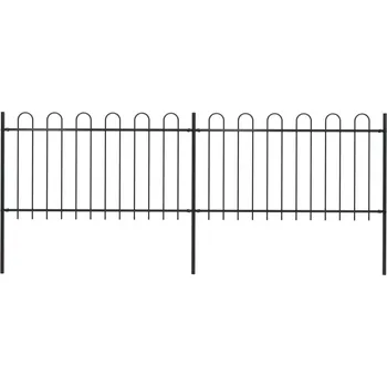 Plot Zahradní plot s obloukem nahoře ocelový 359 x 100 cm černý - 8719883710785