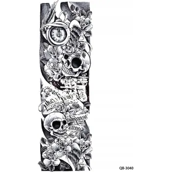 Odstranitelné tetování Dočasné tetování TATTOO 3D SUPER KVALITA RUKÁV 45x20 lebka květiny hodiny