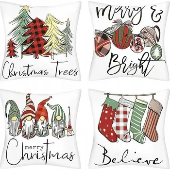 Povlak na polštářek Povlaky na polštáře s vánočním motivem 40 x 40 cm 4 ks bílé